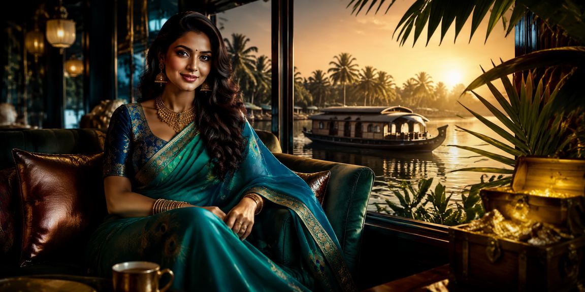 Serene backwaters with casino gaming theme